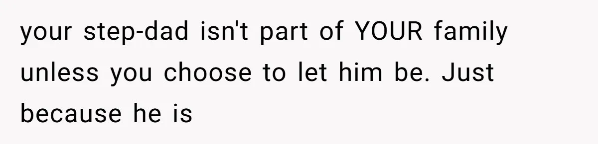 Stepfather Calls Her Marriage “Illegal,” Then Ruins the Wedding He Swore He’d Never Attend your step-dad isn't part of YOUR family unless you choose to let him be. Just because he is