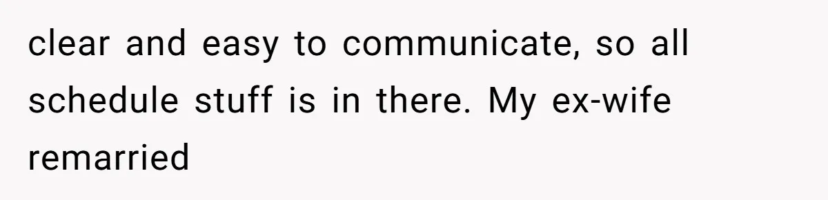 clear and easy to communicate, so all schedule stuff is in there. My ex-wife remarried