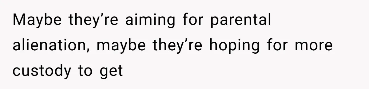 Maybe they’re aiming for parental alienation, maybe they’re hoping for more custody to get