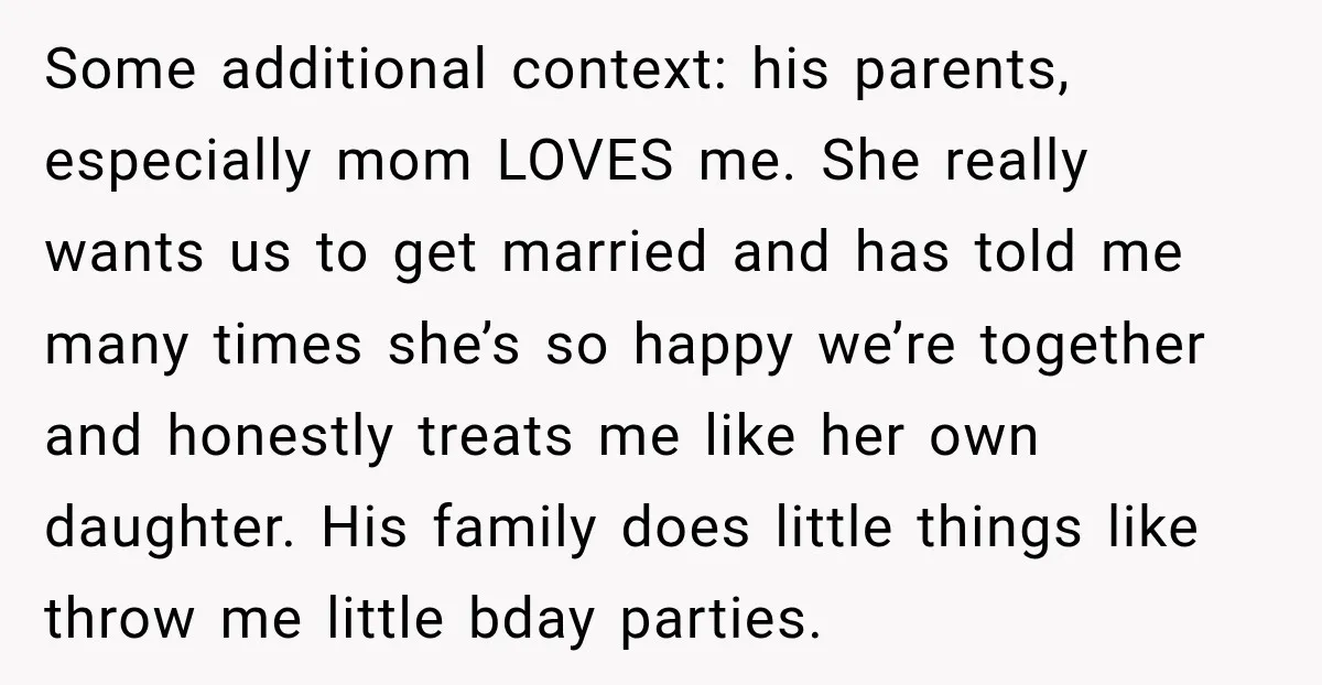 She Thought They Were Building a Future Together. Then He Handed Her a List of Improvements. Some additional context: his parents, especially mom LOVES me. She really wants us to get married and has told me many times she’s so happy we’re together and honestly treats...