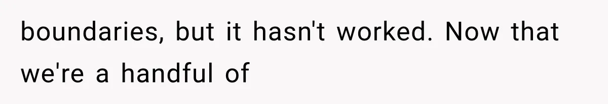 MIL Throws A Tantrum After Her Surprise Visits Get Shut Down By Her Son’s Wife boundaries, but it hasn't worked. Now that we're a handful of