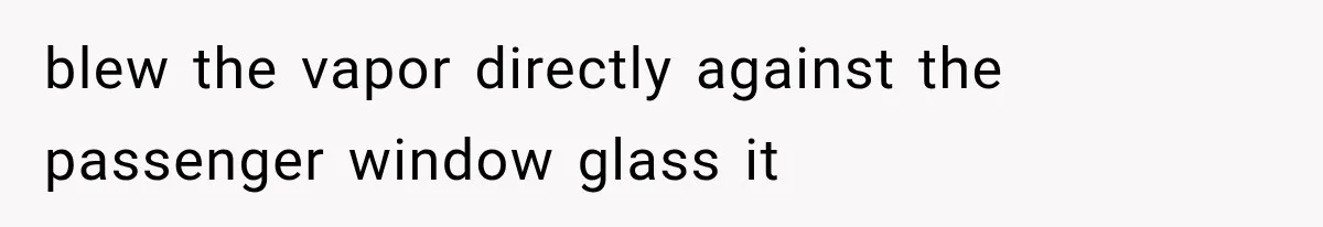 Man Ignores Her No-Vaping Rule Three Times, Then Acts Shocked When She Kicks Him Out blew the vapor directly against the passenger window glass it