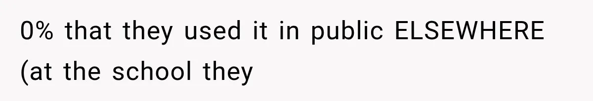 0% that they used it in public ELSEWHERE (at the school they