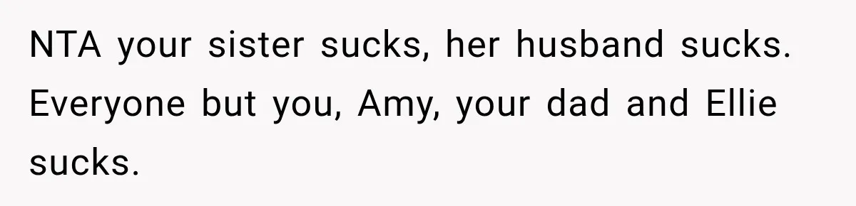 Woman Names Her Cat After Her Grandma, Then Her Pregnant Sister Accuses Her of Stealing Her Baby Name NTA your sister sucks, her husband sucks. Everyone but you, Amy, your dad and Ellie sucks.