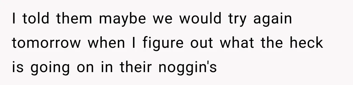 I told them maybe we would try again tomorrow when I figure out what the heck is going on in their noggin's