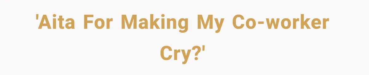'AITA for making my co-worker cry?'