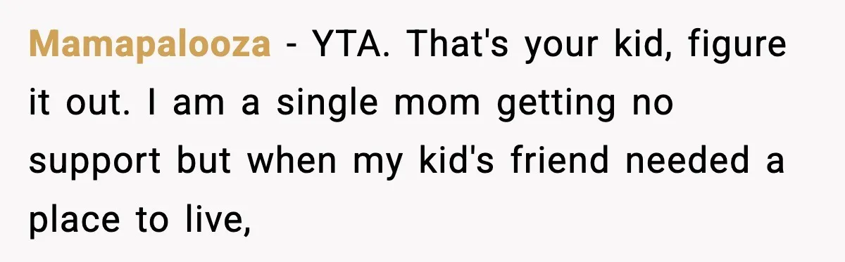 Father Chooses to Keep Supporting His Mother-in-Law, But Refuses to Help His Pregnant Daughter Mamapalooza − YTA. That's your kid, figure it out. I am a single mom getting no support but when my kid's friend needed a place to live,