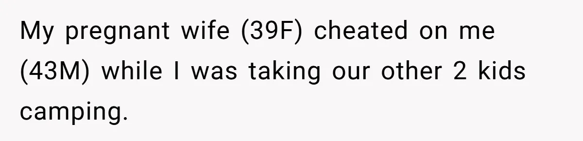 My pregnant wife (39F) cheated on me (43M) while I was taking our other 2 kids camping.