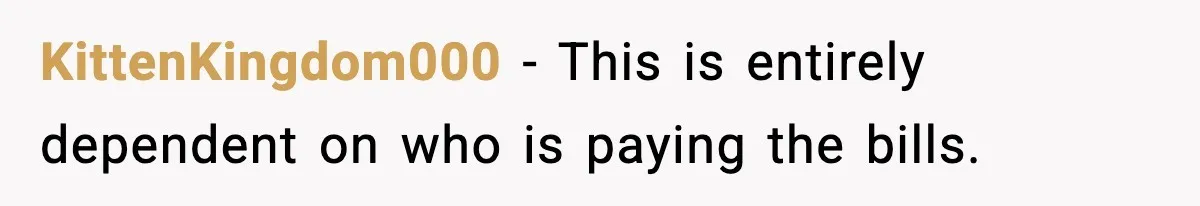 KittenKingdom000 − This is entirely dependent on who is paying the bills.