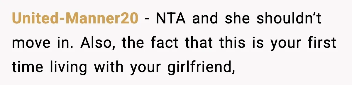 Sister Demands Full Kitchen Access, Even Though Gluten Makes Her Sibling Sick United-Manner20 − NTA and she shouldn’t move in. Also, the fact that this is your first time living with your girlfriend,