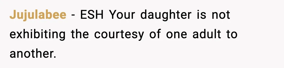 Parents Ban Daughter's Miami Trip, Reddit Says They're Holding On Too Tight Jujulabee − ESH Your daughter is not exhibiting the courtesy of one adult to another.