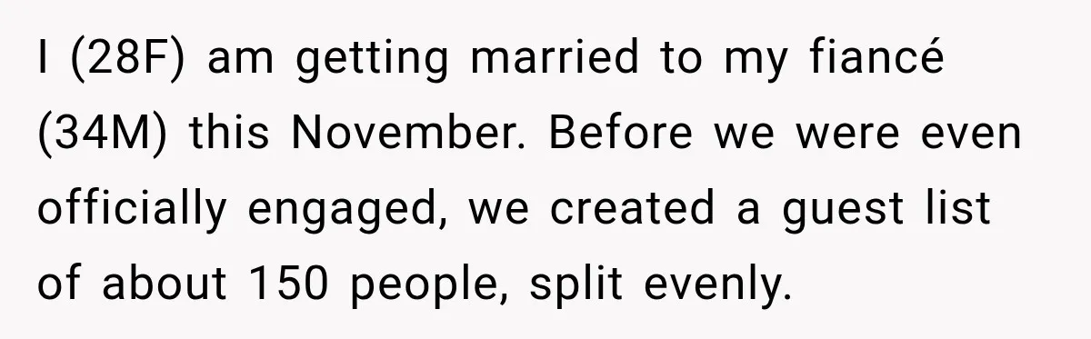 Future In-Laws Bought Wedding Influence, Then Threatened To Empty The Guest List I (28F) am getting married to my fiancé (34M) this November. Before we were even officially engaged, we created a guest list of about 150 people, split evenly.