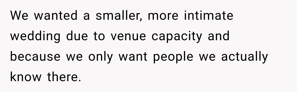 Future In-Laws Bought Wedding Influence, Then Threatened To Empty The Guest List We wanted a smaller, more intimate wedding due to venue capacity and because we only want people we actually know there.