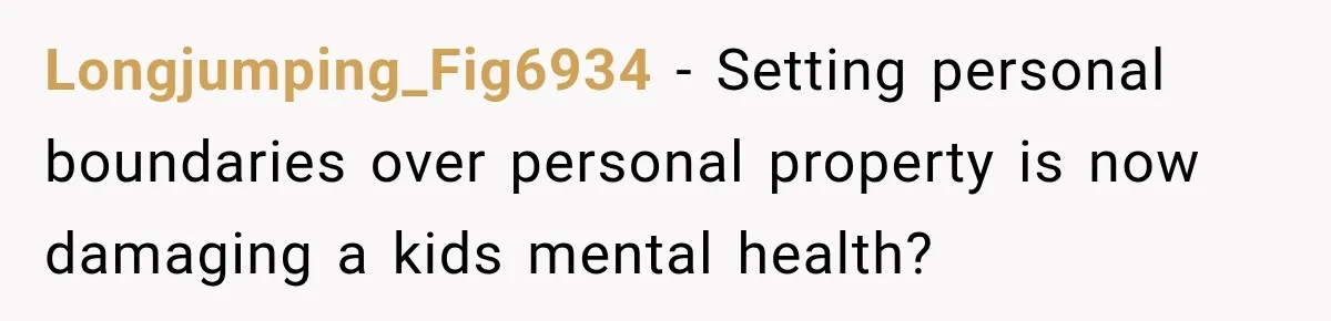 Longjumping_Fig6934 − Setting personal boundaries over personal property is now damaging a kids mental health?