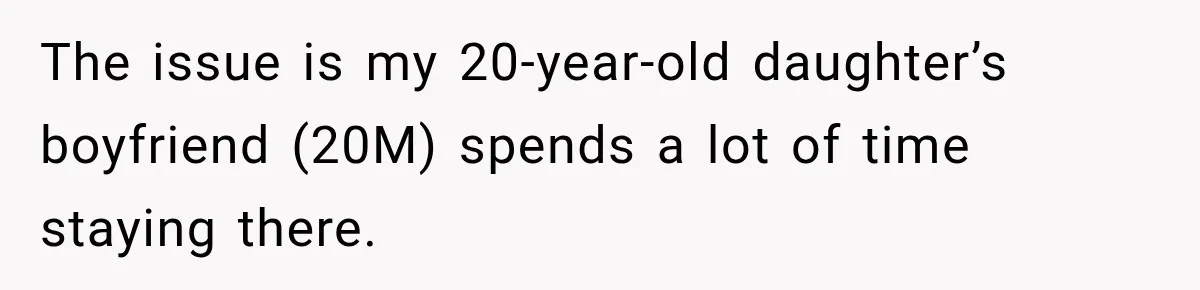 The issue is my 20-year-old daughter’s boyfriend (20M) spends a lot of time staying there.