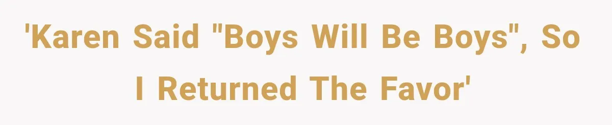 'Karen said "boys will be boys", so I returned the favor'