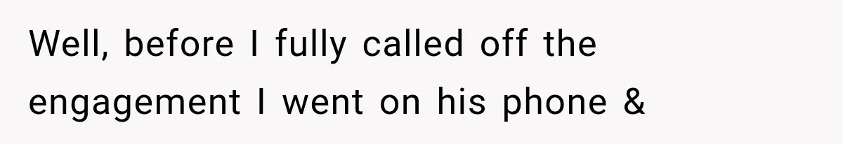 Well, before I fully called off the engagement I went on his phone &