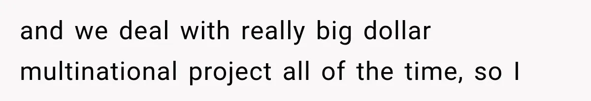 and we deal with really big dollar multinational project all of the time, so I