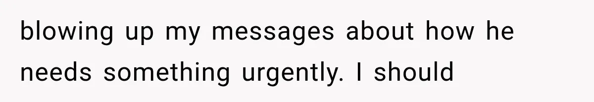blowing up my messages about how he needs something urgently. I should