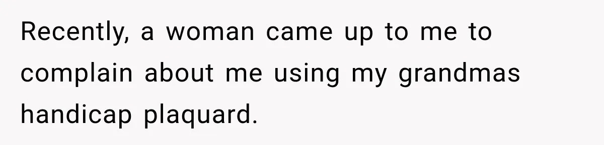 Woman Questioned A Disabled Teen At An Amusement Park, Then Went Silent Recently, a woman came up to me to complain about me using my grandmas handicap plaquard.
