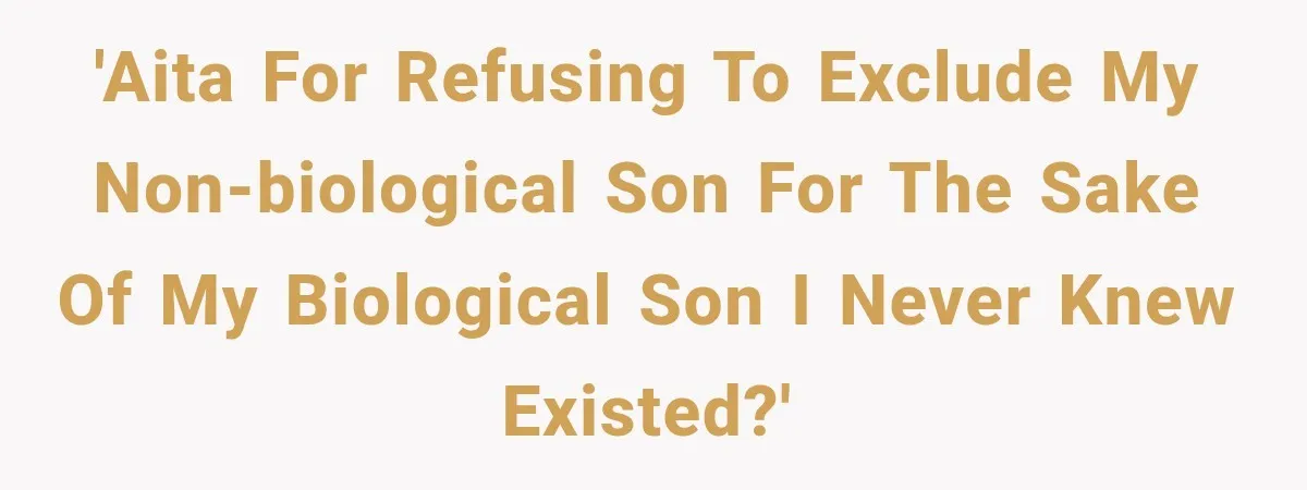 Newly Found Son Says His Adopted Brother Isn't “Real Family,” And Dad Shuts It Down Fast 'AITA for refusing to exclude my non-biological son for the sake of my biological son I never knew existed?'