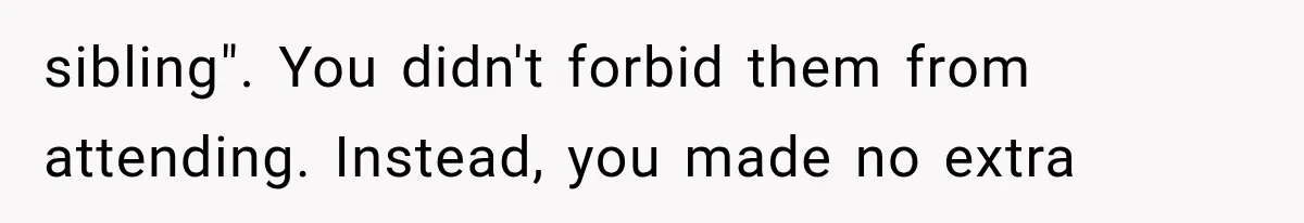 Half-Siblings Abandoned Their Dying Father, Then Demanded A Place At His Funeral sibling". You didn't forbid them from attending. Instead, you made no extra