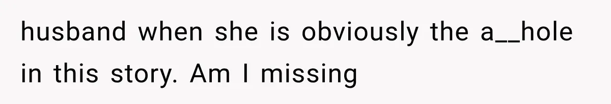 husband when she is obviously the a__hole in this story. Am I missing