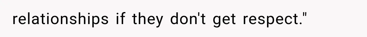relationships if they don't get respect."