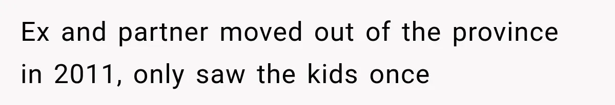 Ex and partner moved out of the province in 2011, only saw the kids once