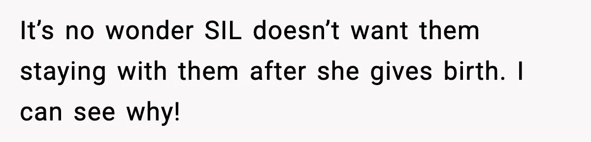 It’s no wonder SIL doesn’t want them staying with them after she gives birth. I can see why!
