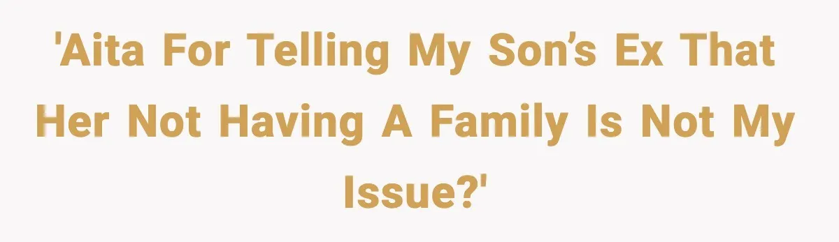 'AITA for telling my son’s ex that her not having a family is not my issue?'