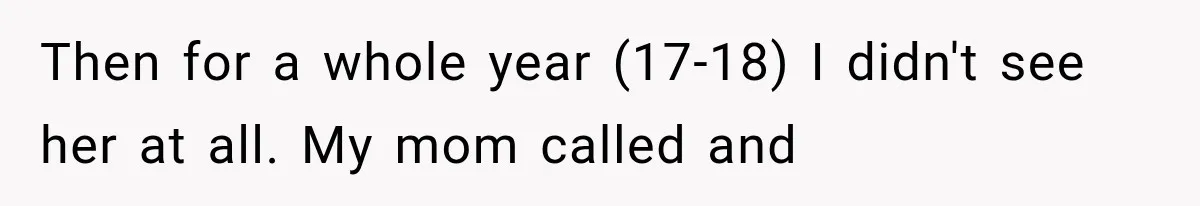 Mom Broke Down In Therapy After Her Daughter Compared A Future Stepmom To Her Husband Then for a whole year (17-18) I didn't see her at all. My mom called and