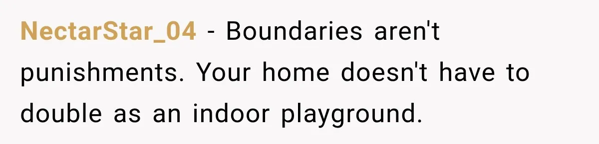 Couple Gets Upset After Friend Refuses to Host Their Unsupervised Child Again NectarStar_04 − Boundaries aren't punishments. Your home doesn't have to double as an indoor playground.