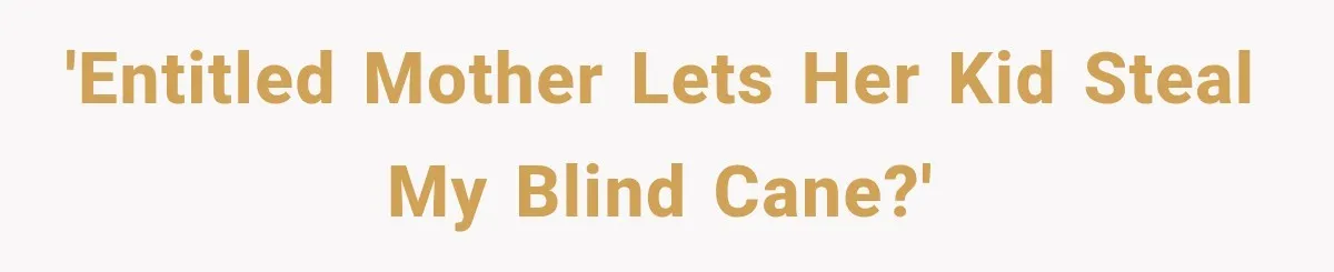 'Entitled mother lets her kid steal my blind cane?'