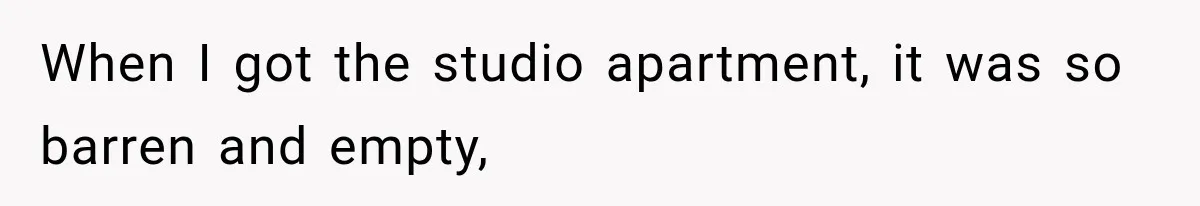 When I got the studio apartment, it was so barren and empty,