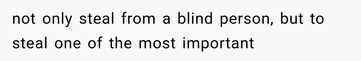 not only steal from a blind person, but to steal one of the most important