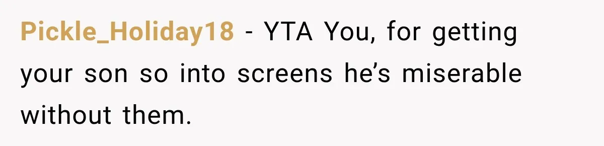 Mom Refuses Summer Camp For Her Son, But His Daily Tantrums Make Her Question Everything Pickle_Holiday18 − YTA You, for getting your son so into screens he’s miserable without them.