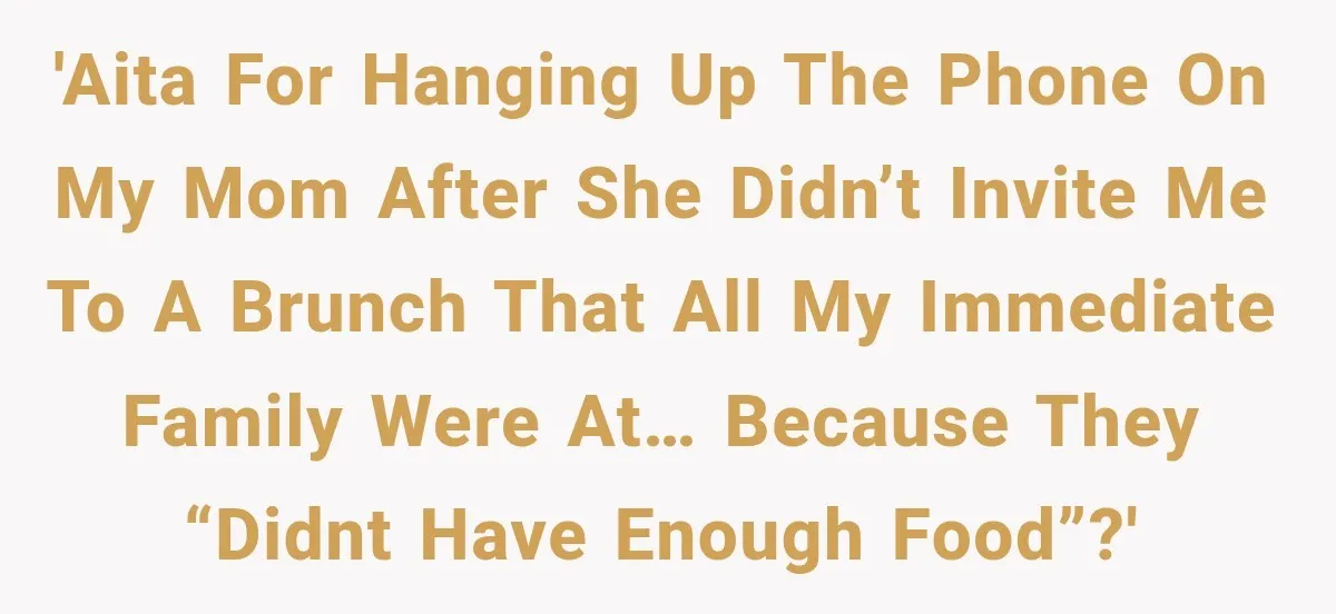 'AITA for hanging up the phone on my Mom after she didn’t invite me to a brunch that all my immediate family were at… because they “didnt have enough food”?'