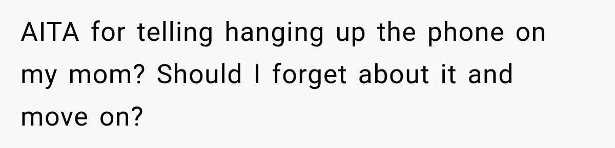 AITA for telling hanging up the phone on my mom? Should I forget about it and move on?