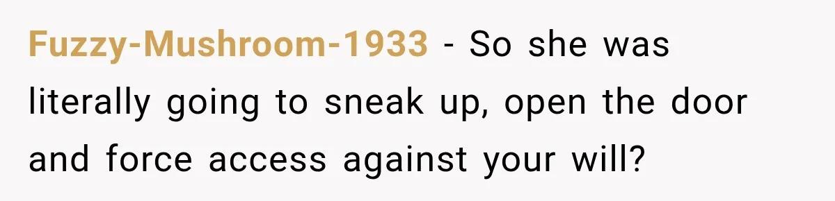 Fuzzy-Mushroom-1933 − So she was literally going to sneak up, open the door and force access against your will?