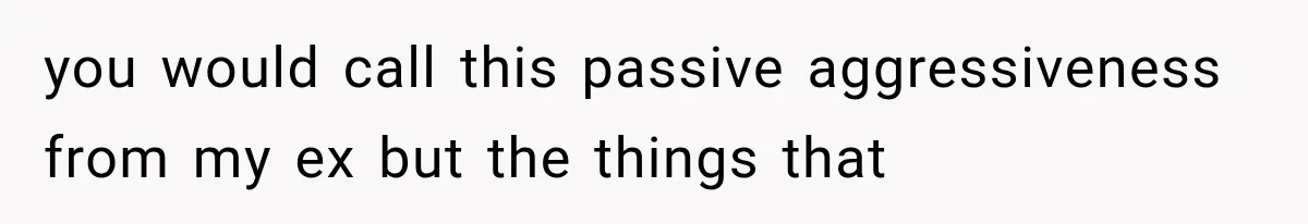 you would call this passive aggressiveness from my ex but the things that