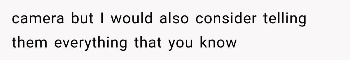 camera but I would also consider telling them everything that you know