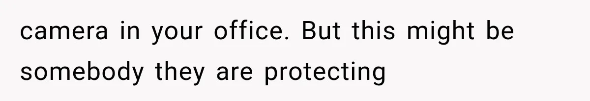 camera in your office. But this might be somebody they are protecting