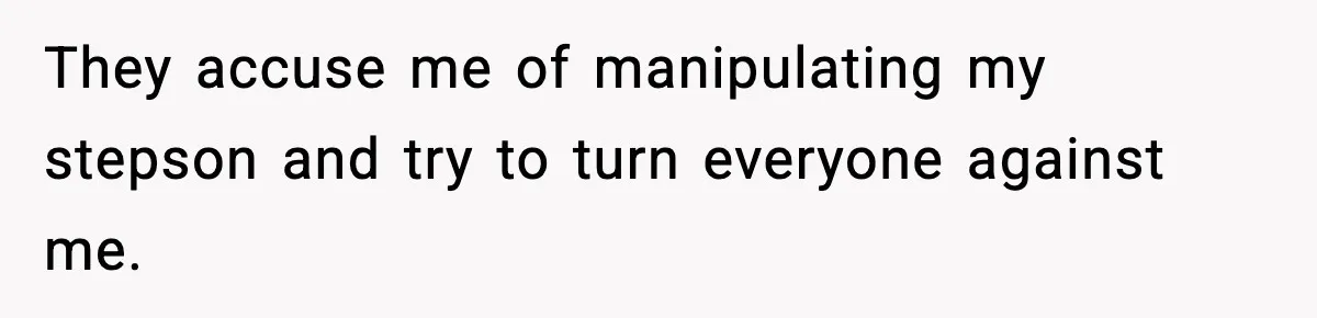 They accuse me of manipulating my stepson and try to turn everyone against me.
