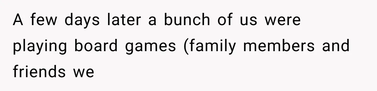 Man Bullies His Sister-in-Law for Years, Then Can’t Believe She Walks Out of the Family Trip A few days later a bunch of us were playing board games (family members and friends we