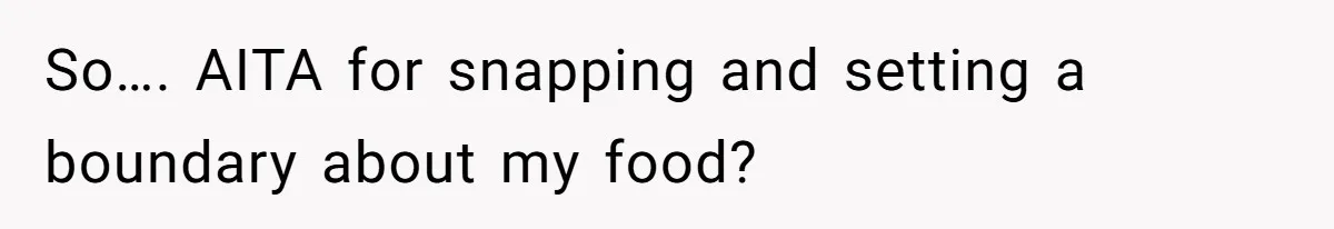 So…. AITA for snapping and setting a boundary about my food?