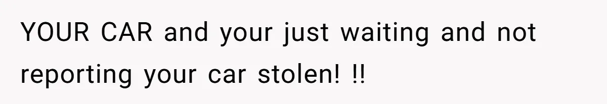 YOUR CAR and your just waiting and not reporting your car stolen! !!
