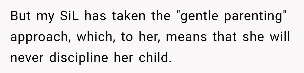 But my SiL has taken the "gentle parenting" approach, which, to her, means that she will never discipline her child.