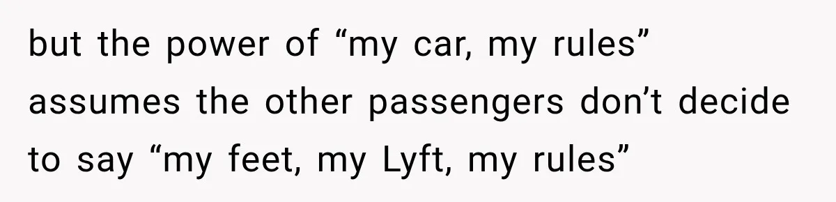 Driver Refused To Turn On The AC, Three Friends Walked Away Instead but the power of “my car, my rules” assumes the other passengers don’t decide to say “my feet, my Lyft, my rules”