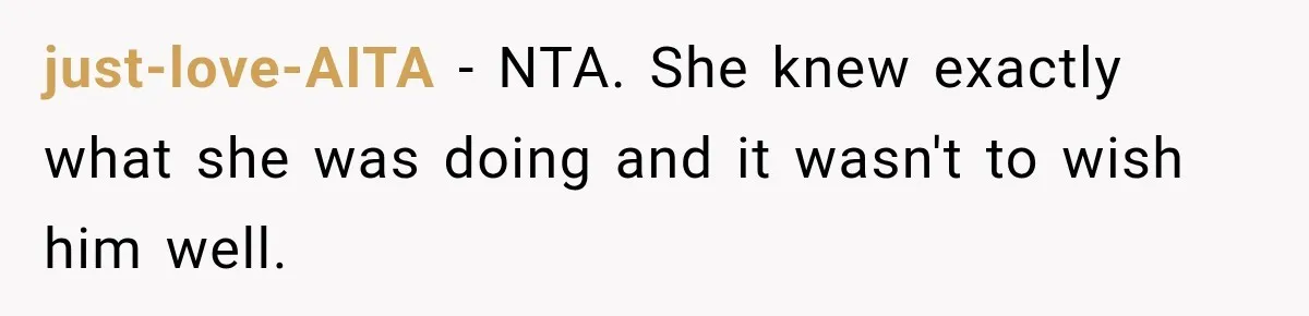Husband’s Ex Crashed Their Wedding, Then Cried When The Bride Asked Her To Leave just-love-AITA − NTA. She knew exactly what she was doing and it wasn't to wish him well.